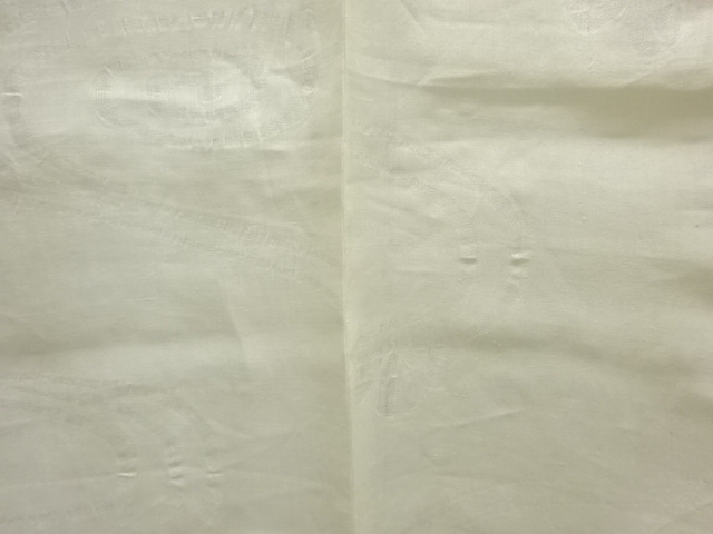  アンティーク　本麻すかし織流水に草花模様長襦袢